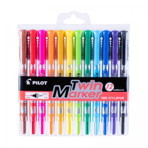 Set 12 Marcadores Twin Marker Doble Punta Pilot